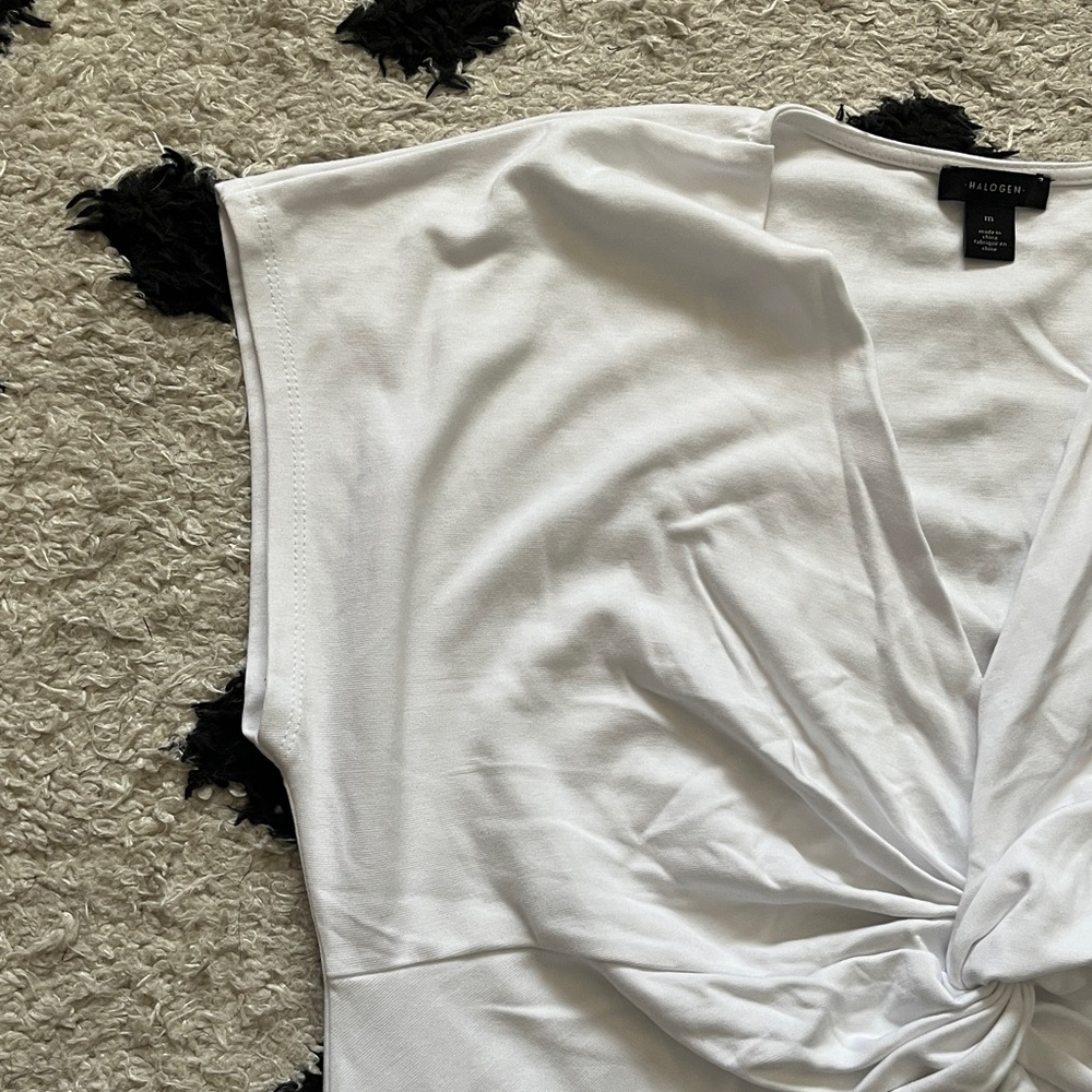 Halogen Size Medium Twist knit top in bright white - Picture 4 of 11